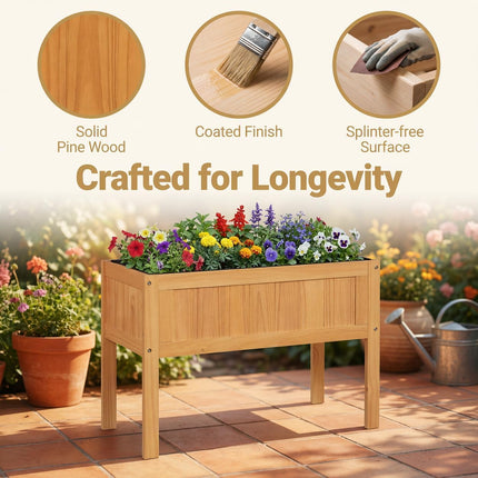 Dreamade Solid Wooden Raised Garden Bed w/Legs (35”Lx 16”Wx24”H)
