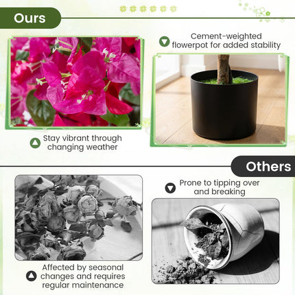 Dreamade 2 Pack Artificial Azalea Trees with Vivid Blooming Flowers for Indoor Outdoor Decor