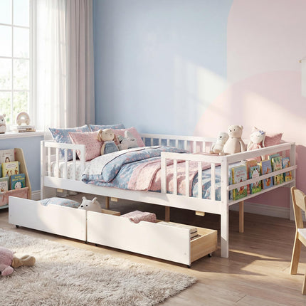 Dreamade Full Kids Bed with Storage Drawers Wood Montessori Bed