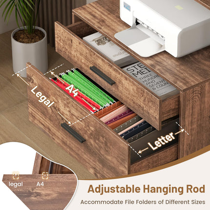 Dreamade Tall 2-Drawer File Cabinet - Filing Cabinet