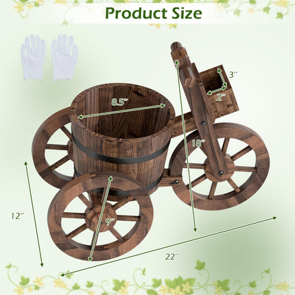 Dreamade Wooden Wagon Planter with Wheels for Patio Backyard Balcony