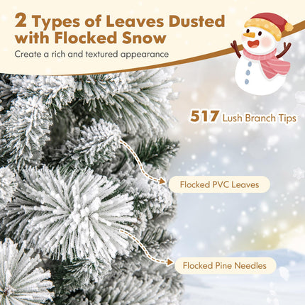 Dreamade 6ft / 7ft Pre-Lit Pop Up Christmas Tree Collapsible Snow Flocked Artificial Xmas Tree