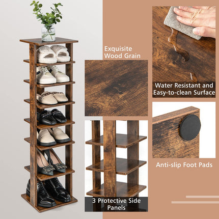 Dreamade 8-Tier Vertical Shoe Rack, Corner Shoe Storage Organizer for 7 Pairs, Freestanding Narrow Shoe Rack