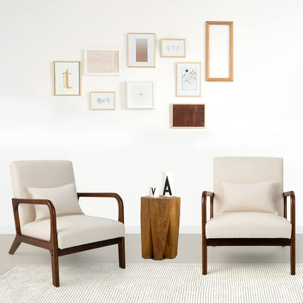 Dreamade Modern Accent Chair with Pillow - Comfy Upholstered Lounge Armchair with Anti-Slip Felt Pads