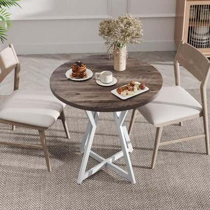 Dreamade 31.5" Small Round Dining Table for 2-4 with Crossed Metal Legs Load 220Lbs