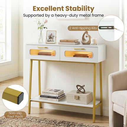 Dreamade Console Table with LED Lights for Living Room Hallway Entrance