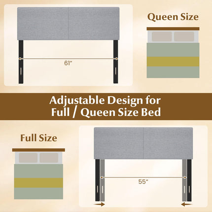 Dreamade Upholstered Headboard Queen/Full Size Vertical Quilted Linen Fabric Head Board