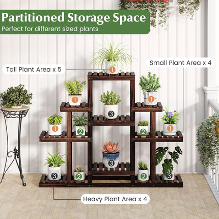 Dreamade Plant Stand Indoor & Outdoor 6 Tier Wood Flower Pot Stand for Multiple Plants