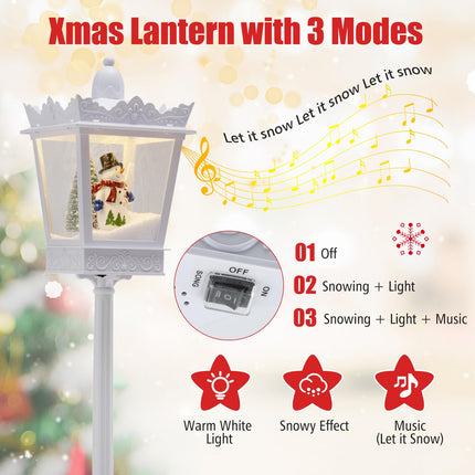 Dreamade 8 ft White Musical Christmas Streetlight | Lighted Holiday Decoration for Home Yard Porch