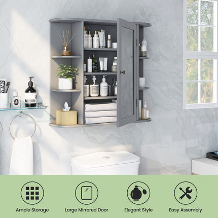 Dreamade Mirrored Bathroom Medicine Cabinet - Wall Mounted Bathroom Hanging Cabinet with Single Door