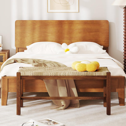 Dreamade Dining Bench with Woven Seagrass Woven Seat
