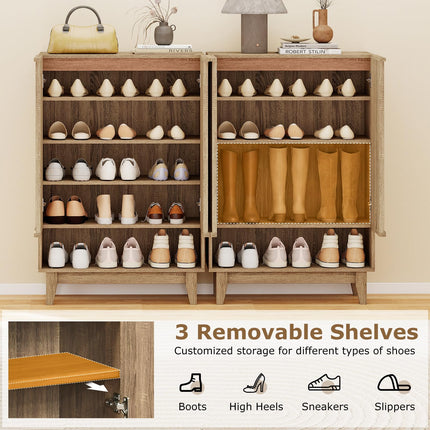 Dreamade Wooden Shoe Cabinet with 2 Fluted Doors