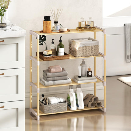 Dreamade 3/4-Tier Solid Wood Shoe Rack with Slatted Open Shelves