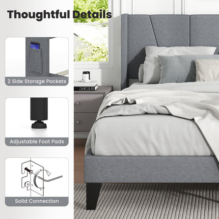 Dreamade Queen/Full SizeBed Frame with Wingback Headboard