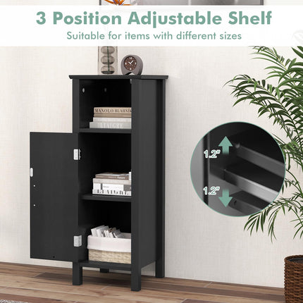 Dreamade Narrow Bathroom Storage Cabinet - Corner Unit with Open Compartment, Adjustable Shelf