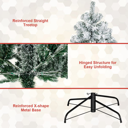 DREAMADE 7.5FT Flocked Christmas Tree, Artificial Xmas Tree w/PVC Needles