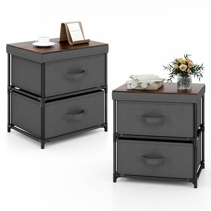 Dreamade Nightstand Set of 2 with 2 Fabric Drawers