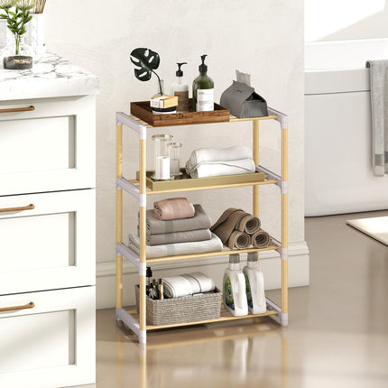 Dreamade 4-Tier Stackable Pine Wood Shoe Rack for entryway