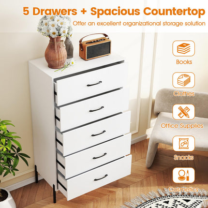 Dreamade 5-Drawer Modern Tall Storage Organizer with Metal Legs & Handles