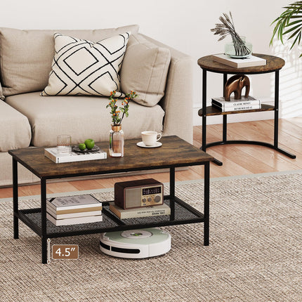 Dreamade Nesting Coffee Table Set of 2 Detachable Rectangular Table