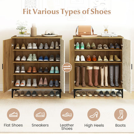 Dreamade Shoe Cabinet 4-Tier Wooden Shoe Rack Cabinet(Marble Pattern Door)