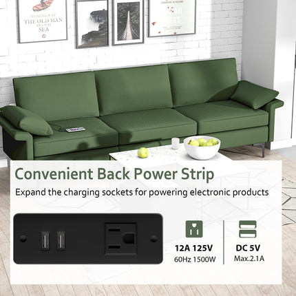 Dreamade 3-Seat Sectional Sofa Couch, 100.5" L Convertible Sleeper with USB Port & Outlet