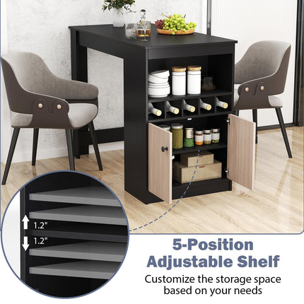 Dreamade Counter Height Bar Table with Storage Cabinet