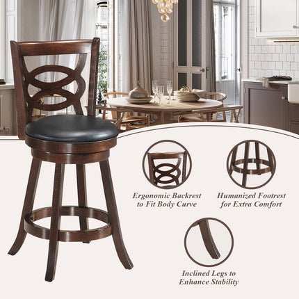 Dreamade Bar Stools, Counter Height Dining Chair, Fabric Upholstered 360 Degree Swivel