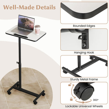 Dreamade Overbed Table with Wheels Medical Adjustable Bedside Table