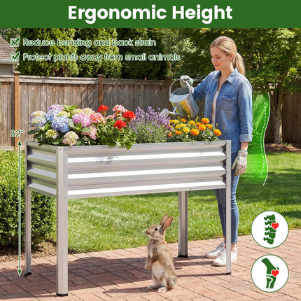 Dreamade 44" x 22" x 32" Metal Large Elevated Planter Box for Vegetable Flower Fruit Herb (1/2)