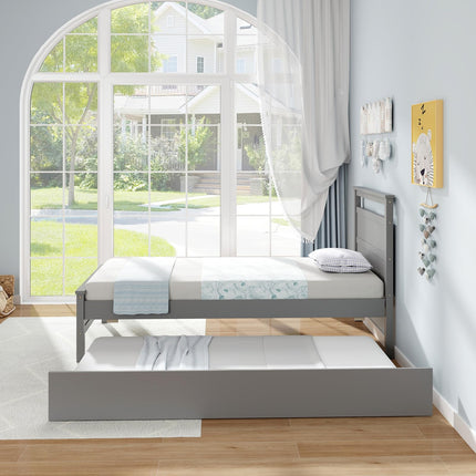 Dreamade Trundle Bed Twin, Wood Day Bed Frame with Headboard & Footboard