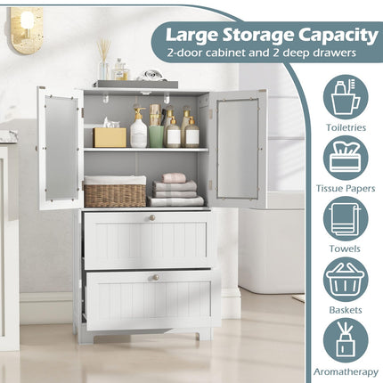 Dreamade Bathroom Tall Pantry Cabinet Storage Cabinet with 2 Large Drawers