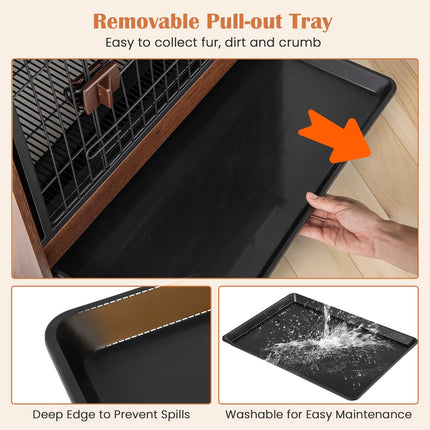 Dreamade Dog Crate End Table - Wooden Dog Kennel Furniture with Removable Pull-Out Tray