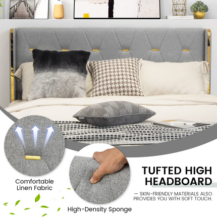 Dreamade Queen/Full Size Upholstered Bed Frame with 4 Drawers