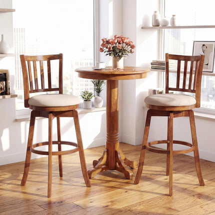 Dreamade 30.5" Swivel Bar Stools Set of 2/4 with Rubber Wood Legs & Footrest & Upholstered Seat
