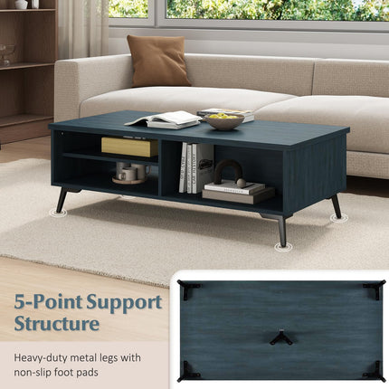 Dreamade 2-Tier Mid Century Modern Coffee Table with Storage Shelves Compartments