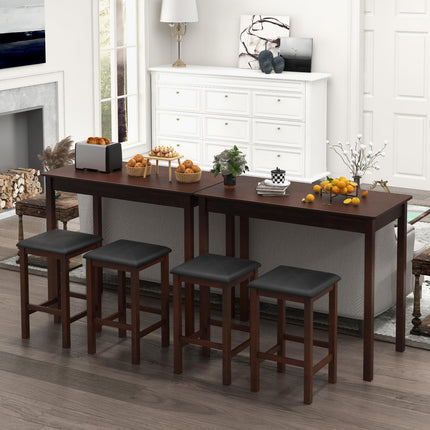 Dreamade Dining Table Set for 2, Counter Height Dining Table Set with 2 Bar Stools, Wood Legs, Dinette Table Set