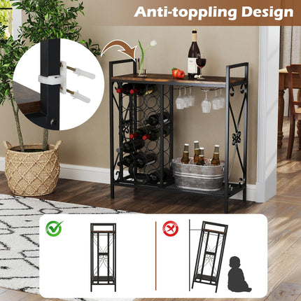 Dreamade Wine Bar Table with 6 Glass Wine Glass Holder
