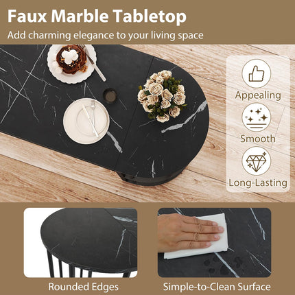 Dreamade 60 Inches Bar Table for 2-4 with Faux Marble Tabletop and Storage Shelves