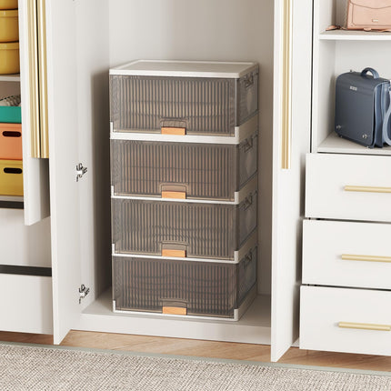 Dreamade 4 Tier Stackable Storage Bins with Lids 18 GalFoldable Shoe Storage Box