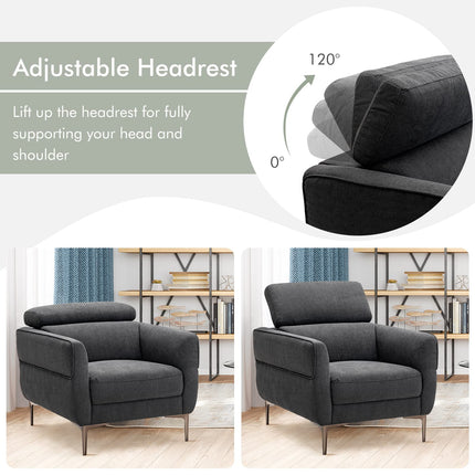 Dreamade Accent Chair, Upholstered Single Sofa Chair with Adjustable Headrest