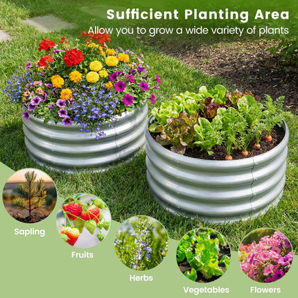 Dreamade Galvanized 2 x 2 x 1 FT Round Outdoor Planter Box with Open-Ended Base (1/2)