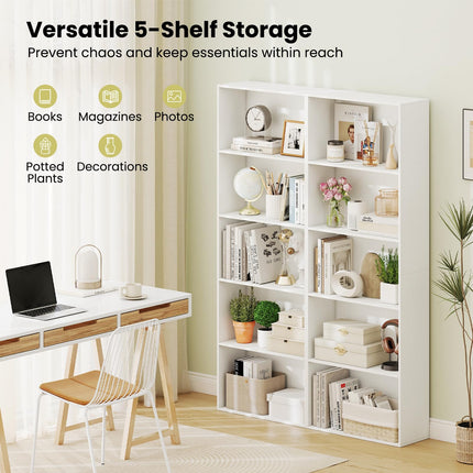 Dreamade 5-Tier Bookshelf Freestanding Bookcase with 5 Open Shelf