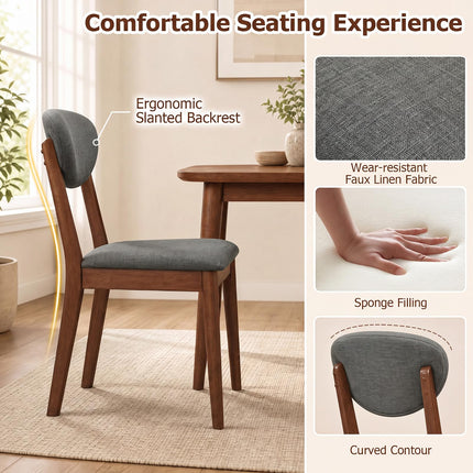 Dreamade Mid-Century Modern Kitchen Table and Upholstered Chairs Set for 4