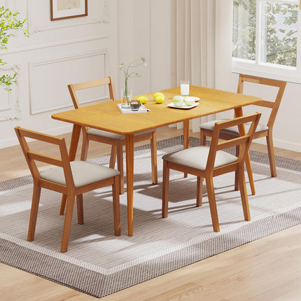 Dreamade Wooden Dining Chairs Set of 2/4 Farmhouse Upholstered Kitchen Chairs with Rubber Wood Legs & Fabric Padded Seat
