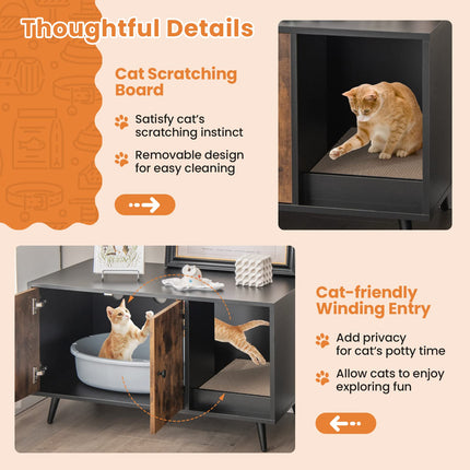 Dreamade Cat Litter Box Enclosure, Hidden Cat Washroom Furniture
