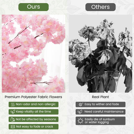 Dreamade 6.5FT Artificial Cherry Blossom Tree, Pink Fake Flower Tree, Faux Floral Plant Blooming Tree in Cement Pot