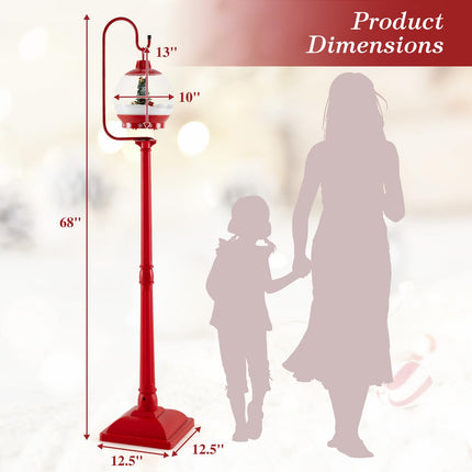Dreamade 68 Inch Musical Christmas Street Lamp, Festive Lamp Post w/Sound-Activated Snow Globe Lantern