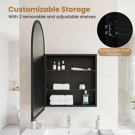 Dreamade 34" x 22" Brushed Metal Wall-Mounted Medicine Cabinet for Bathroom