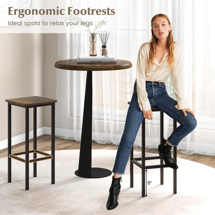 Dreamade Bar Stools Set of 4, 26" Backless Barstools with Metal Legs & Footrest, Breakfast Bar Dining Chairs